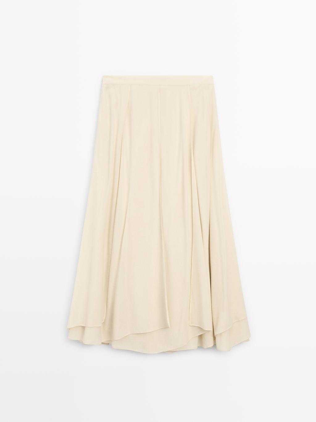 Flowing midi skirt with ruffles