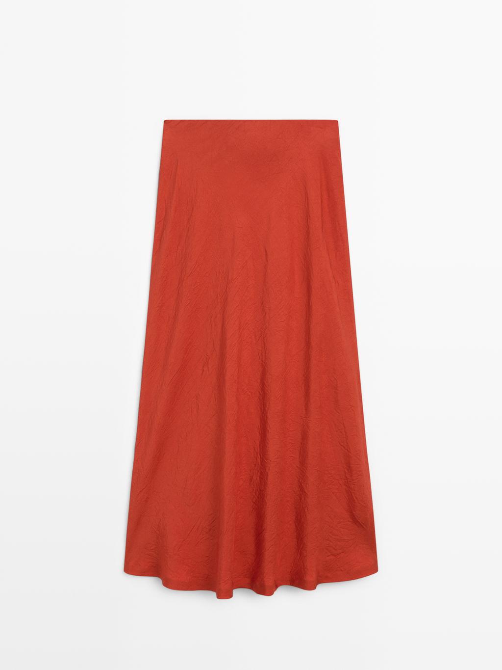 Long flared satin skirt