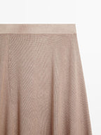 Asymmetric knit midi skirt