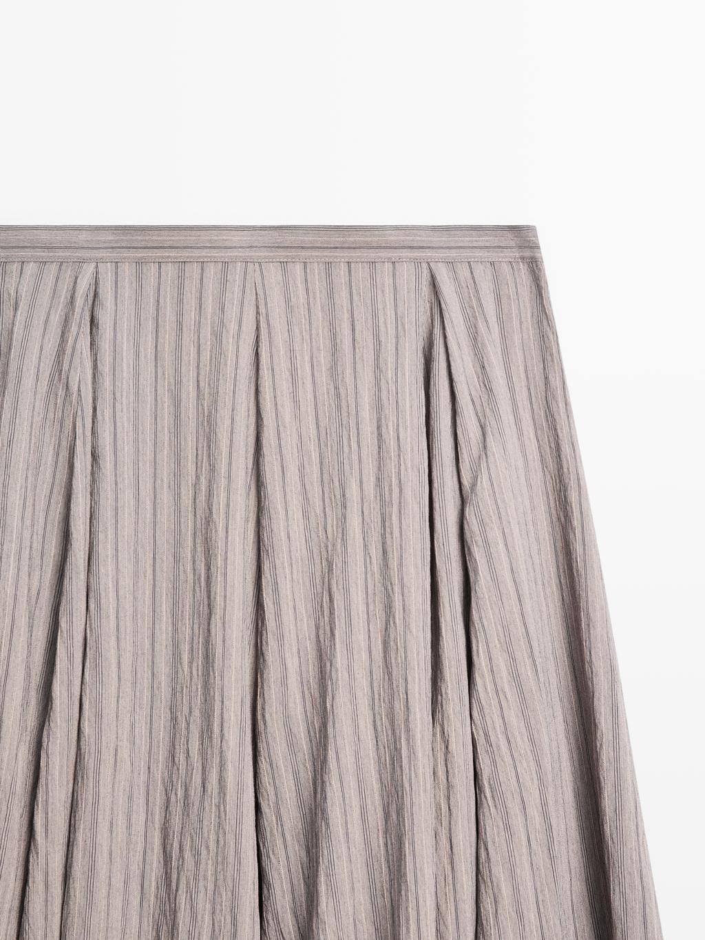 Striped flared midi skirt