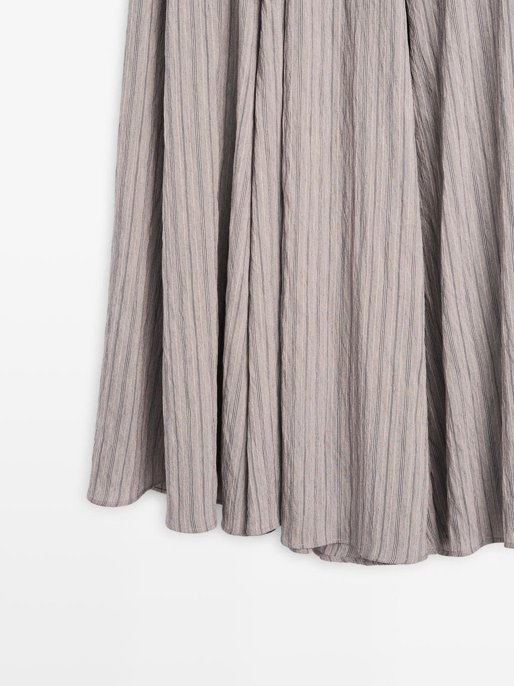 Striped flared midi skirt