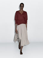 Striped flared midi skirt