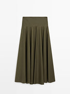Flared midi skirt with sash belt