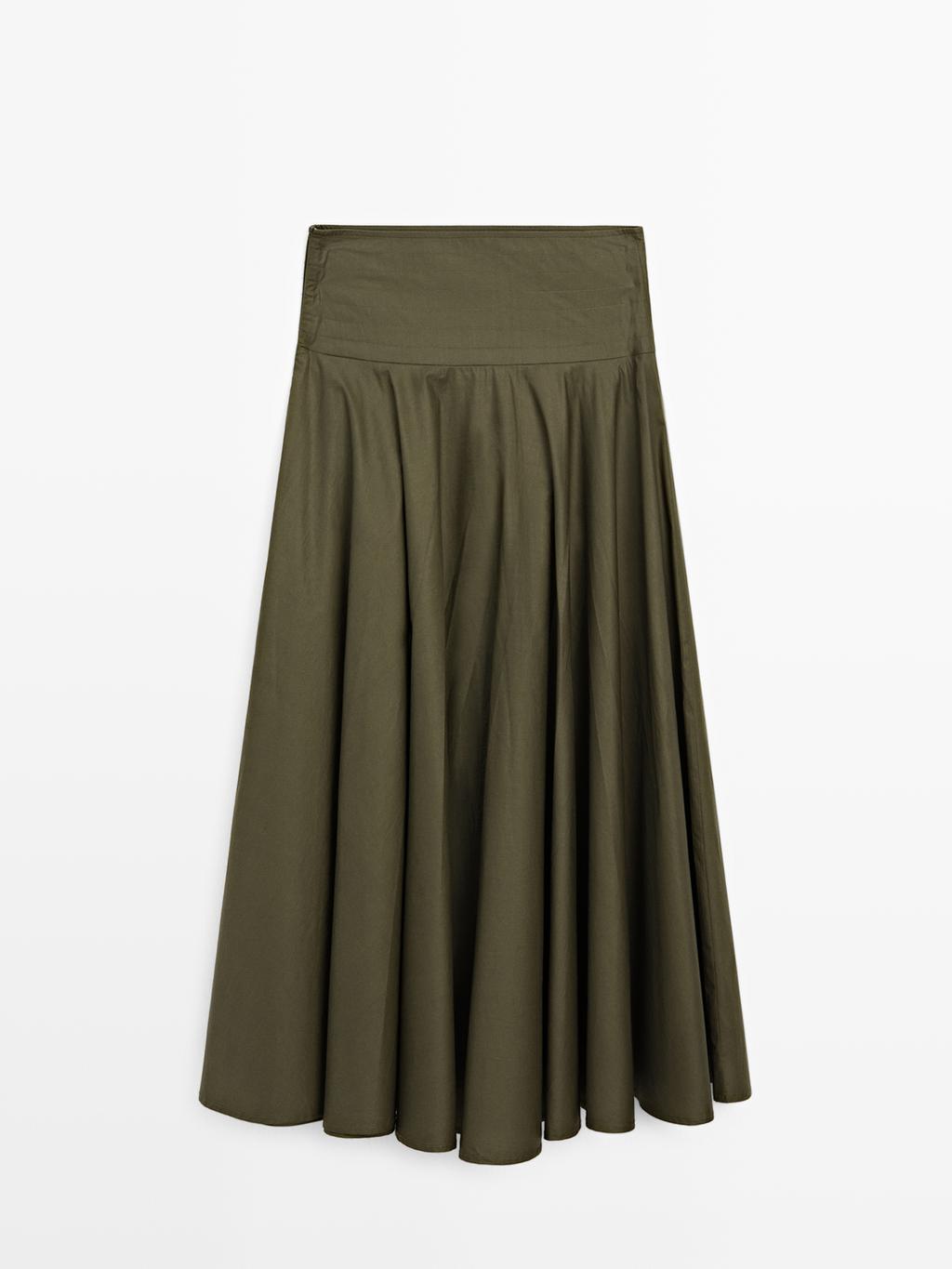 Flared midi skirt with sash belt