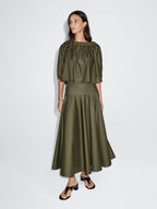 Flared midi skirt with sash belt