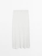 Cotton blend knit midi skirt