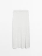 Cotton blend knit midi skirt