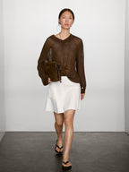 Short denim skirt with seam details