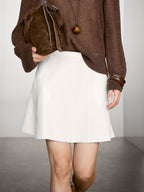 Short denim skirt with seam details