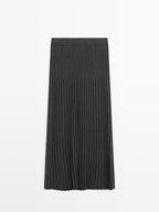 Pleated knit midi skirt