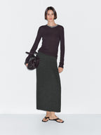 Pleated knit midi skirt