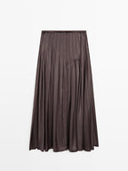 Pintuck midi skirt with waxed finish