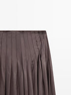Pintuck midi skirt with waxed finish