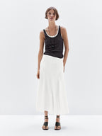 Godet midi skirt with seam details