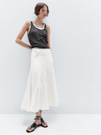 Godet midi skirt with seam details