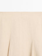 Flounce linen blend midi skirt