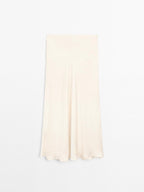 Flowing satin midi skirt