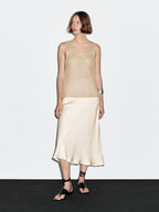 Flowing satin midi skirt