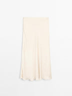 Flowing satin midi skirt