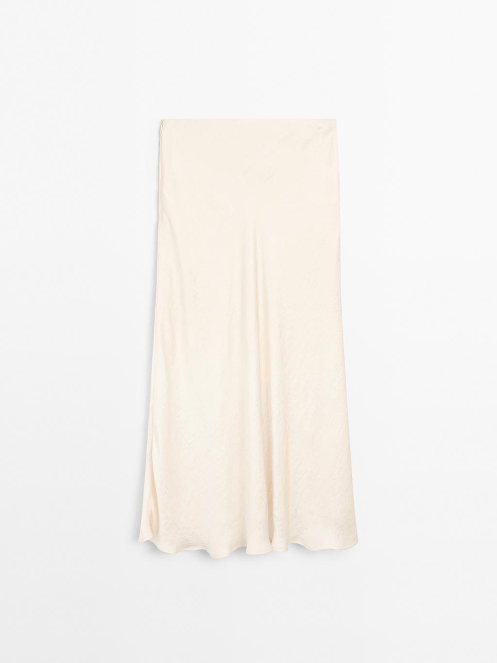 Flowing satin midi skirt