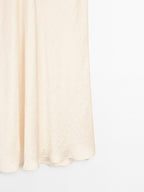 Flowing satin midi skirt