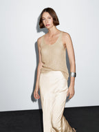 Flowing satin midi skirt