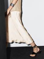 Flowing satin midi skirt
