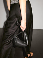 Long linen blend skort