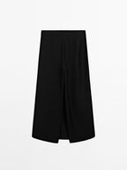 Long linen blend skort