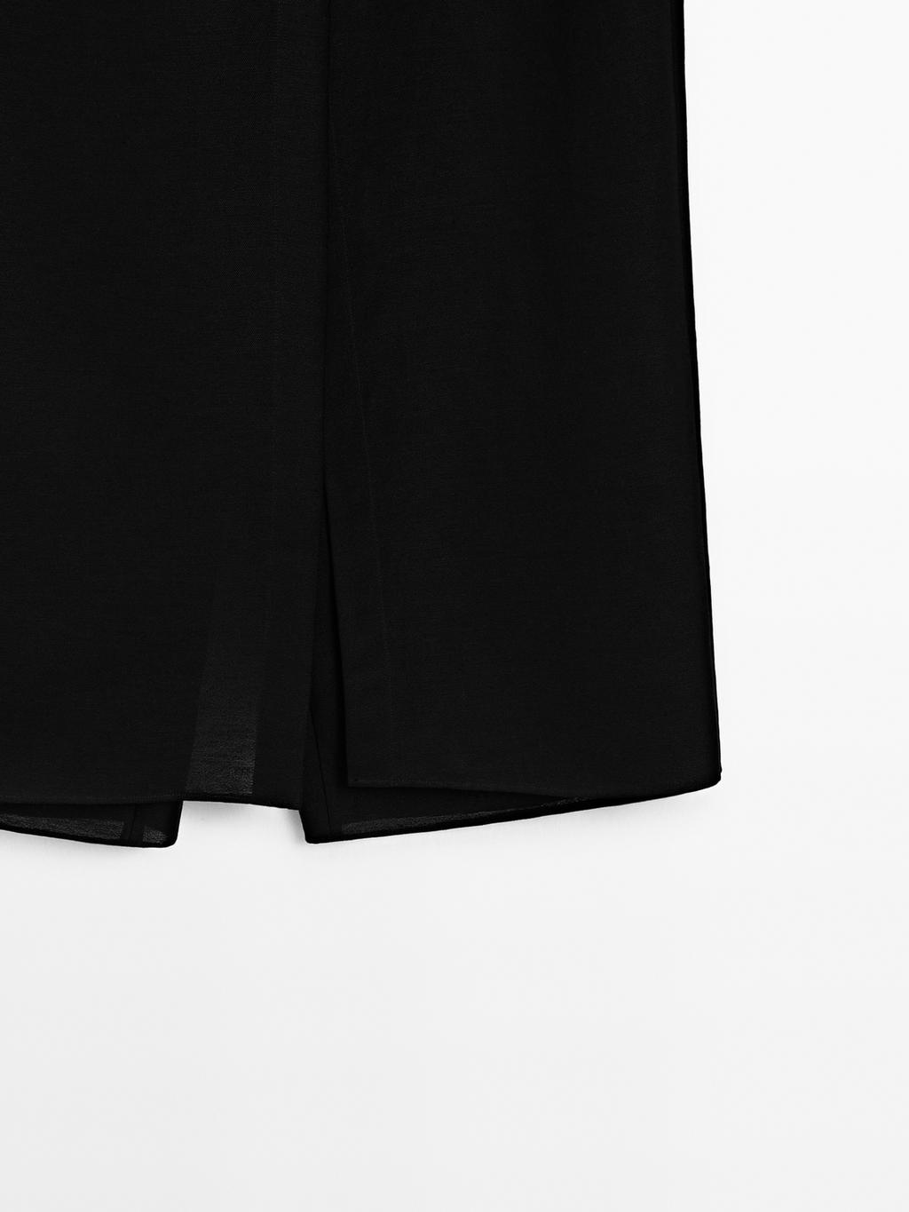 Long linen blend skort