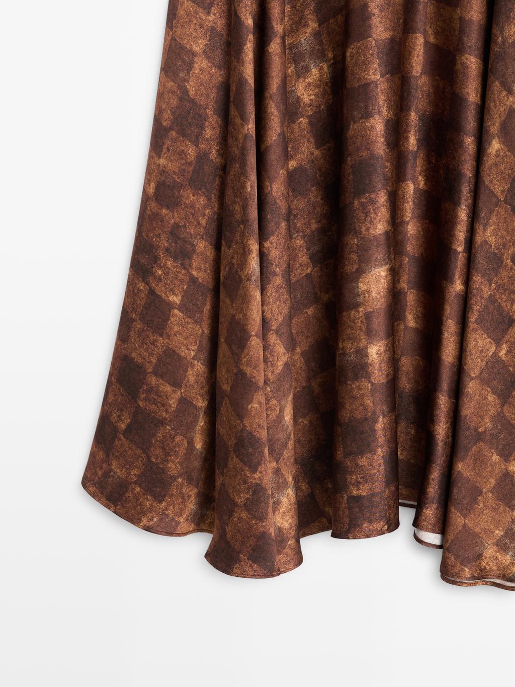 Chequered print midi skirt