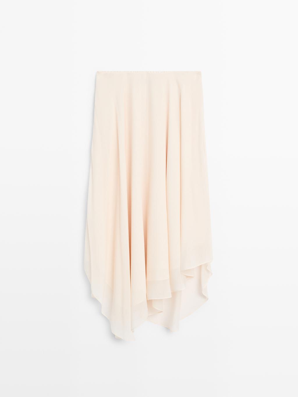 Flowing asymmetric midi skirt