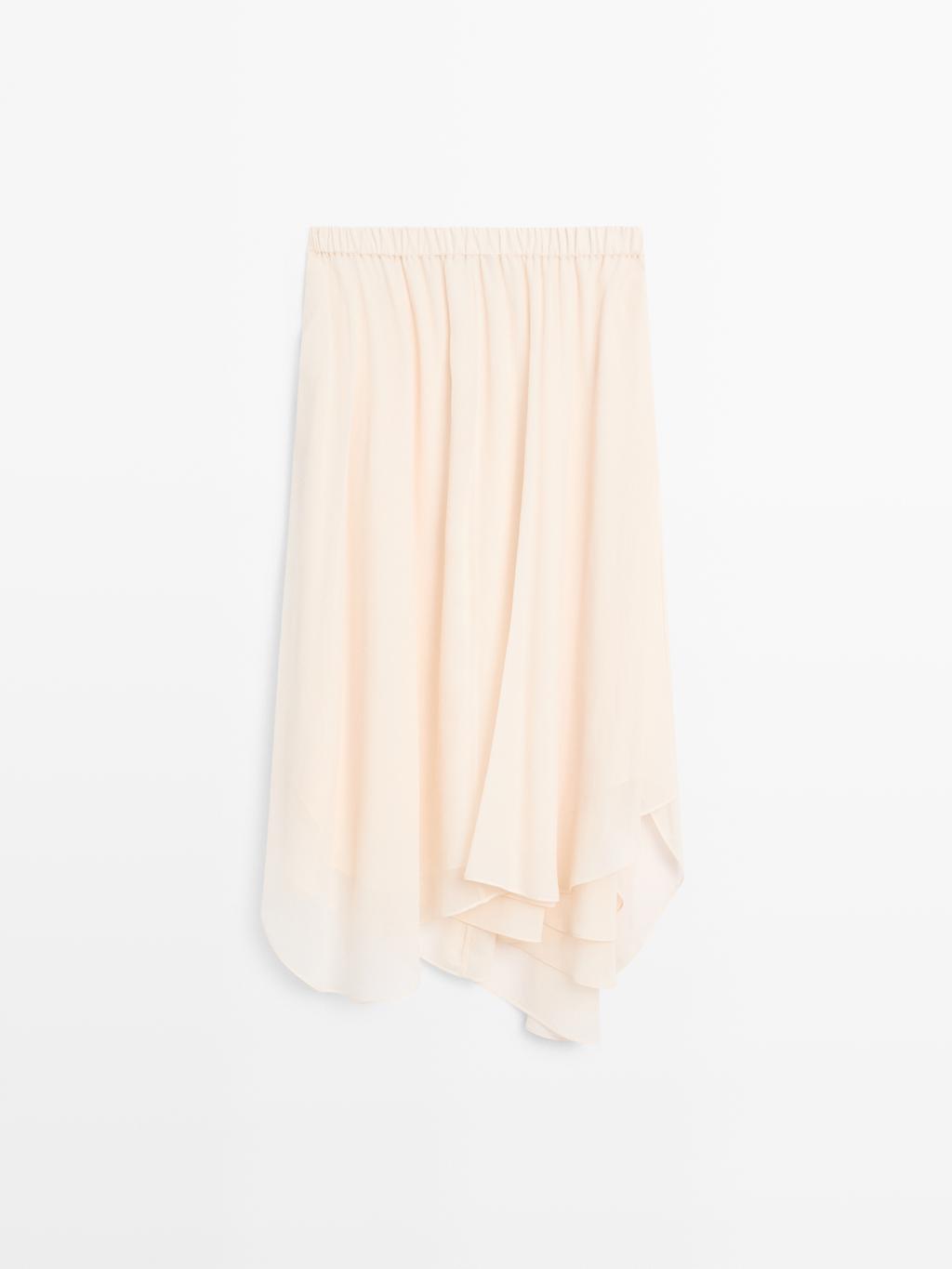 Flowing asymmetric midi skirt