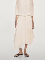 Flowing asymmetric midi skirt