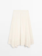 Cotton blend midi skirt with seam details