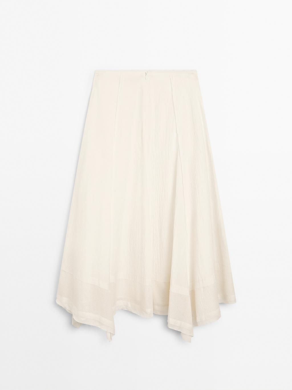 Cotton blend midi skirt with seam details