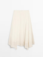 Cotton blend midi skirt with seam details