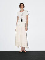 Cotton blend midi skirt with seam details