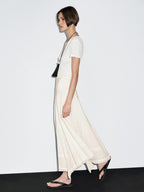 Cotton blend midi skirt with seam details