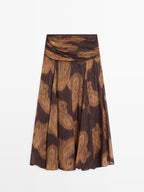 Flowing paisley print midi skirt