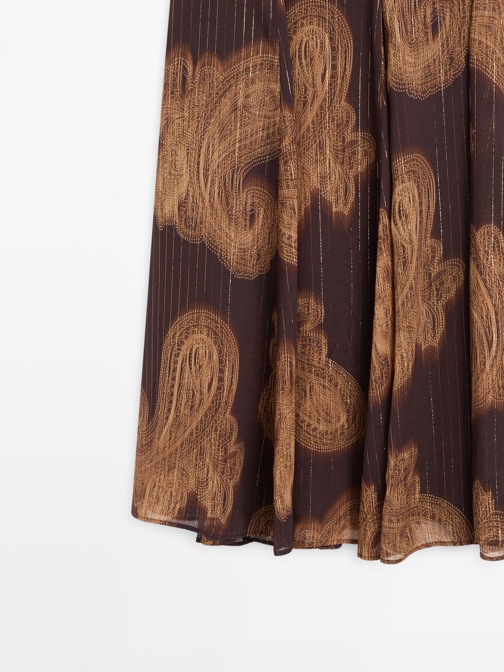 Flowing paisley print midi skirt