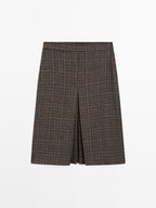 100% wool check midi skirt