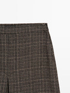 100% wool check midi skirt