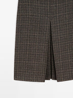 100% wool check midi skirt