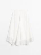 Flared linen blend skirt with seam details