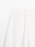 Flared linen blend skirt with seam details