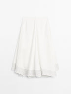 Flared linen blend skirt with seam details