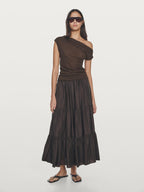 Long skirt with gathered detail