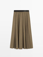 Pleated midi skirt with waist detail