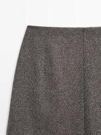 Alpaca and felt texture blend melange short skirt